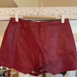Blue Blush Red Faux Leather Skort